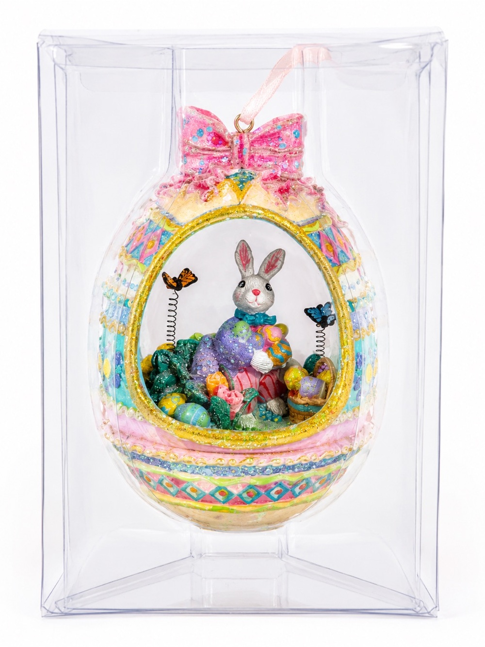 Christopher Radko 2002 Springs A Bloomin Easter Egg Bunny Rabbit Ornament Vtg